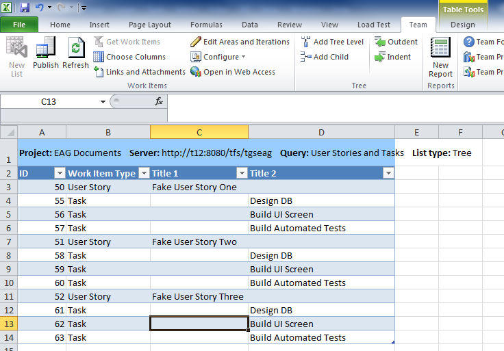 Adding Tasks to a User Story in Bulk with Excel 11